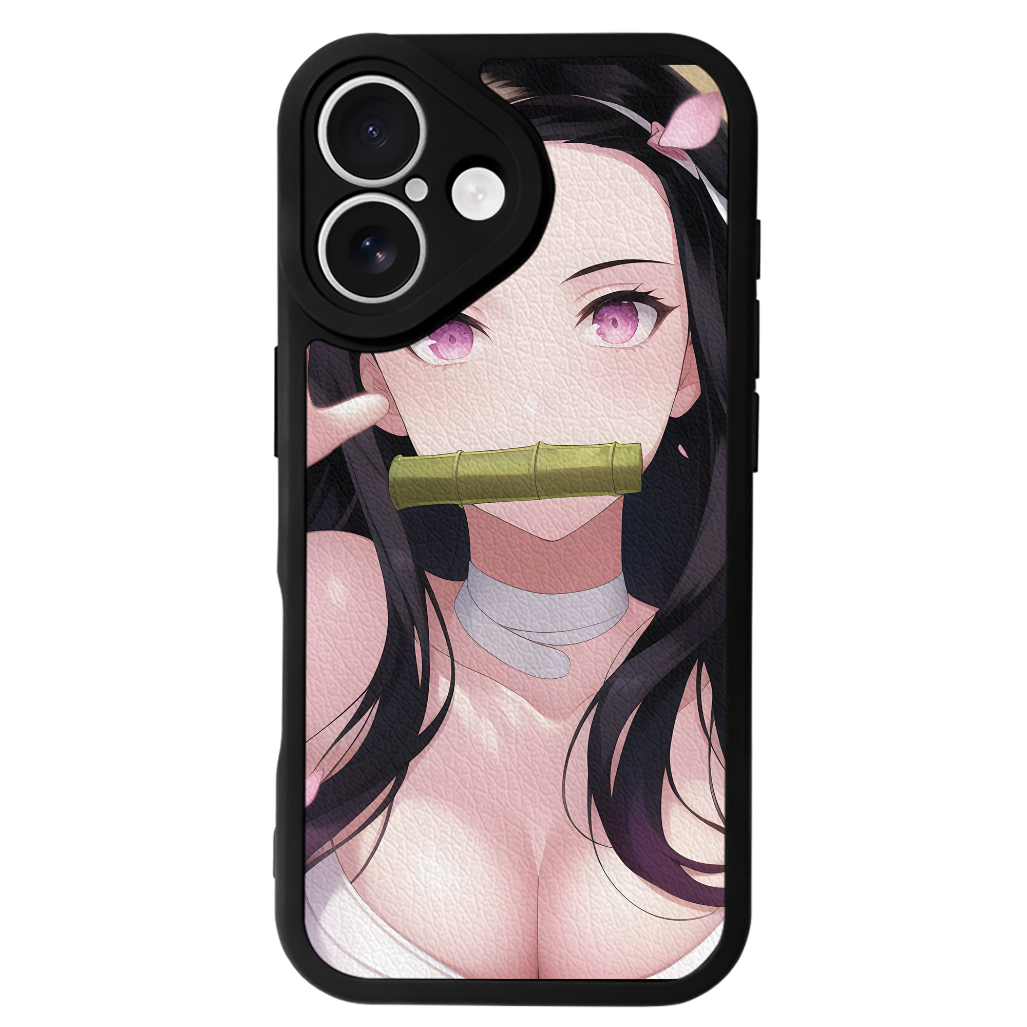 （画像用） 鬼滅の刃（きめつのやいば）竈門 禰󠄀豆子／かまど ねずこ Kamado Nezuko 【iPhone 16シリーズ対応】シリコンスマホケース（レザー調） 材質：シリコン